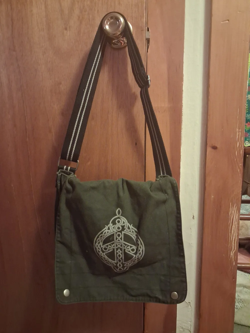 Unbranded Olive Green Canvas Crossbody Messenger Bag